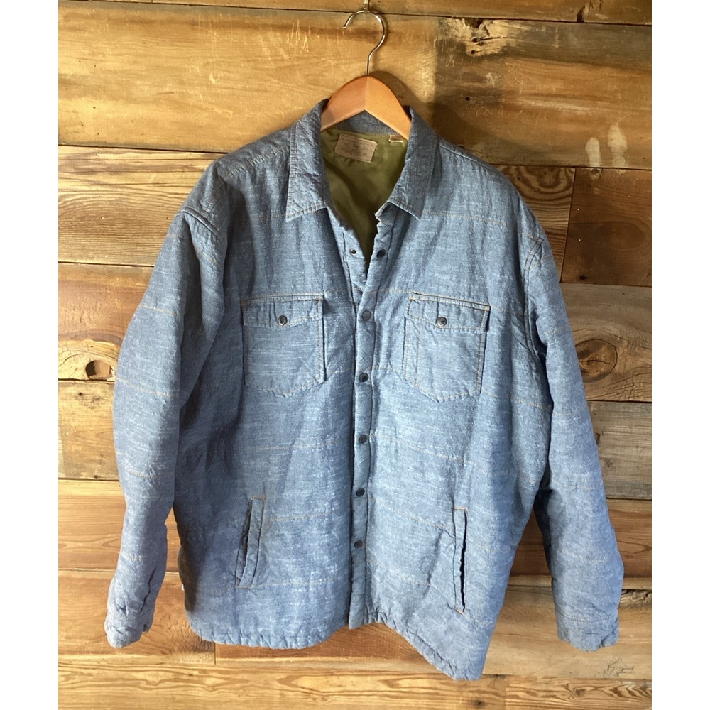 Red Head Ranch Men's Workman Jacket, 2XL Denim Quilted w/ Orange Stitch, Grunge